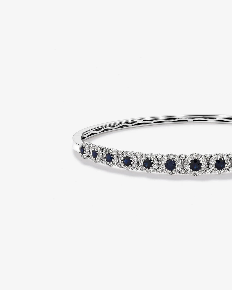 Bubble Bangle with Sapphire and 1.03 Carat TW Diamonds in 14kt White Gold