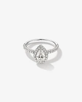 1.65 Carat TW Pear Cut Diamond Pave Halo Engagement Ring in Platinum