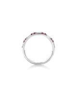 Ruby & Diamond Dot Dash Ring with 0.16 Carat TW in 10kt White Gold