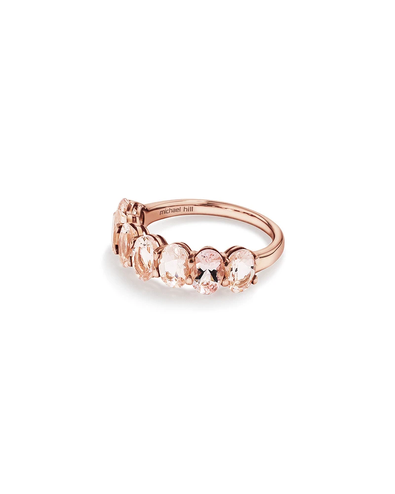 Bague éternité en or rose 10 K avec morganite, 6 x 4 mm