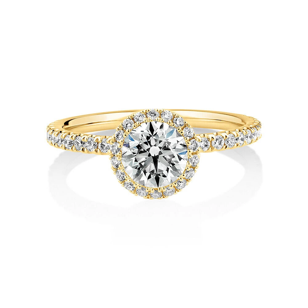 Sir Michael Hill Designer Halo Engagement Ring with 1.36 Carat TW of Diamonds in 18kt White Gold