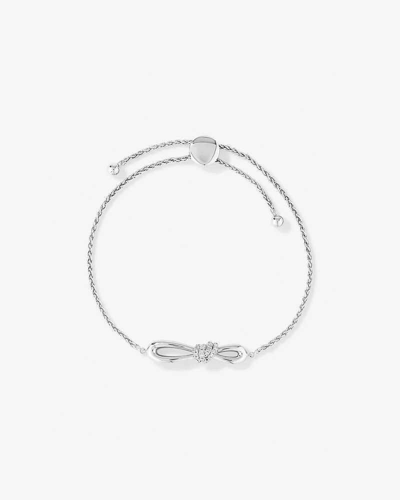 0.15 Carat TW Diamond Knots Bolo Bracelet in Sterling Silver