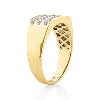 Bague en or jaune 10 K avec diamants à sertissage en bande totalisant 0,50 ct pour homme