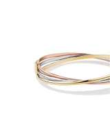 Tri Tone Oval Russian Bangle in 10kt Yellow, Rose and White Gold