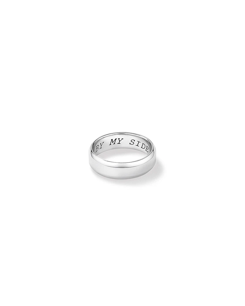 INXS By My Side Engraved Bevelled Edge 7mm Ring in Recycled Sterling Silver