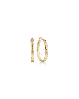 25mm Diamond Cut Hoop Earrings In 10kt Yellow Gold