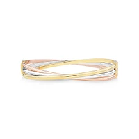 Tri Tone Oval Russian Bangle in 10kt Yellow, Rose and White Gold