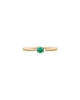 3 Stone Ring with Emerald & Diamonds in 10kt Yellow Gold