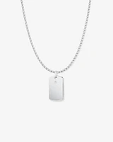 INXS Engraved Dog Tag with Chain in Recycled Sterling Silver