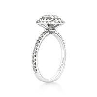 Oval Halo Ring with 0.90 Carat TW of Diamonds in 18kt White Gold