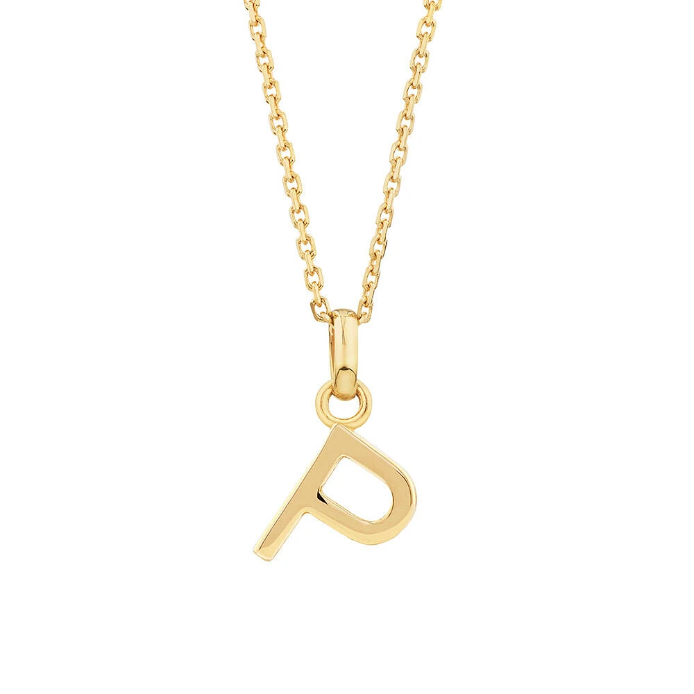 "H" Initial Pendant with Chain in 10kt Yellow Gold