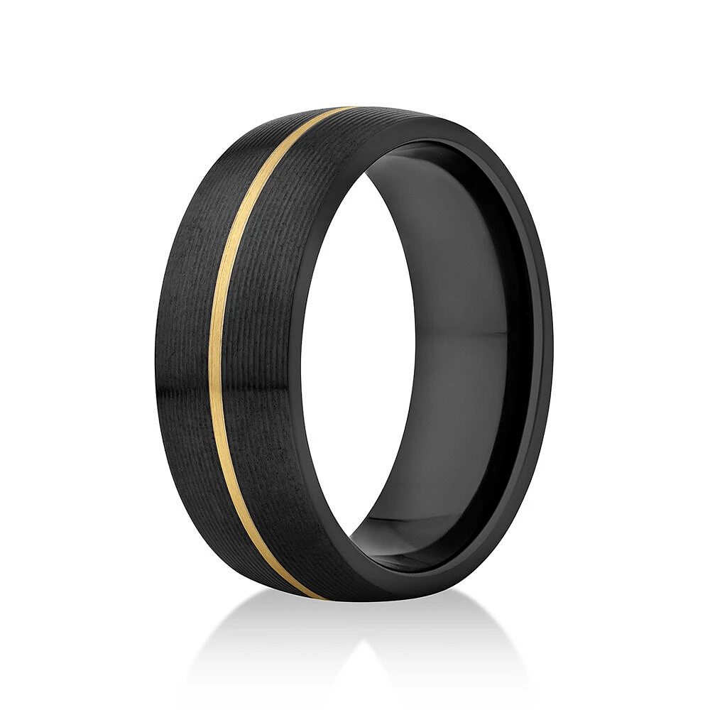 Ring Black Titanium with Fine 10kt Yellow Gold Inlay