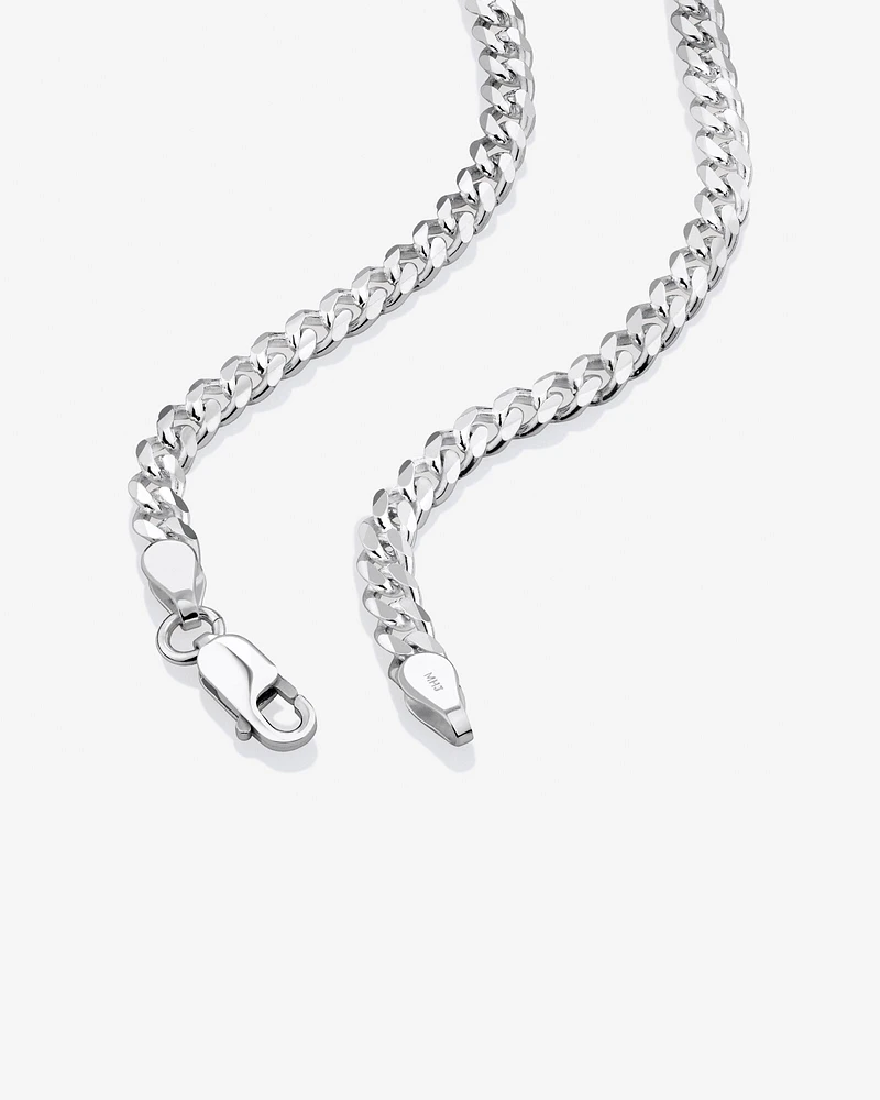 50cm (20") 4mm-4.5mm Width Curb Chain in Sterling Silver