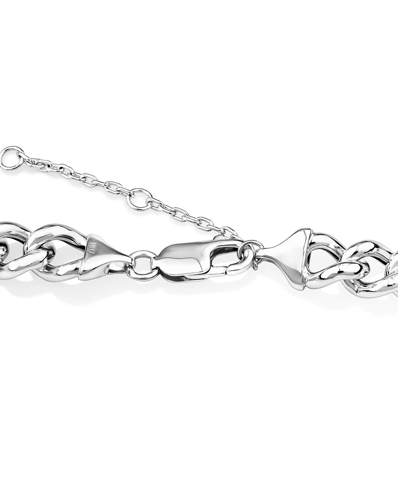 45cm (18") 9mm-9.5mm Width Hollow Curb Chain in Sterling Silver