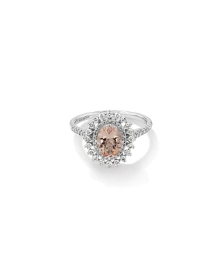 Morganite Lacy Halo Ring with .50TW of Diamonds in 10kt White Gold