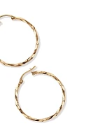 28mm Square Twist Hoop Earrings in 10kt Yellow Gold