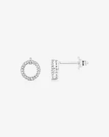 Circle Stud Earrings with 0.10 Carat TW of Diamonds in 10kt White Gold