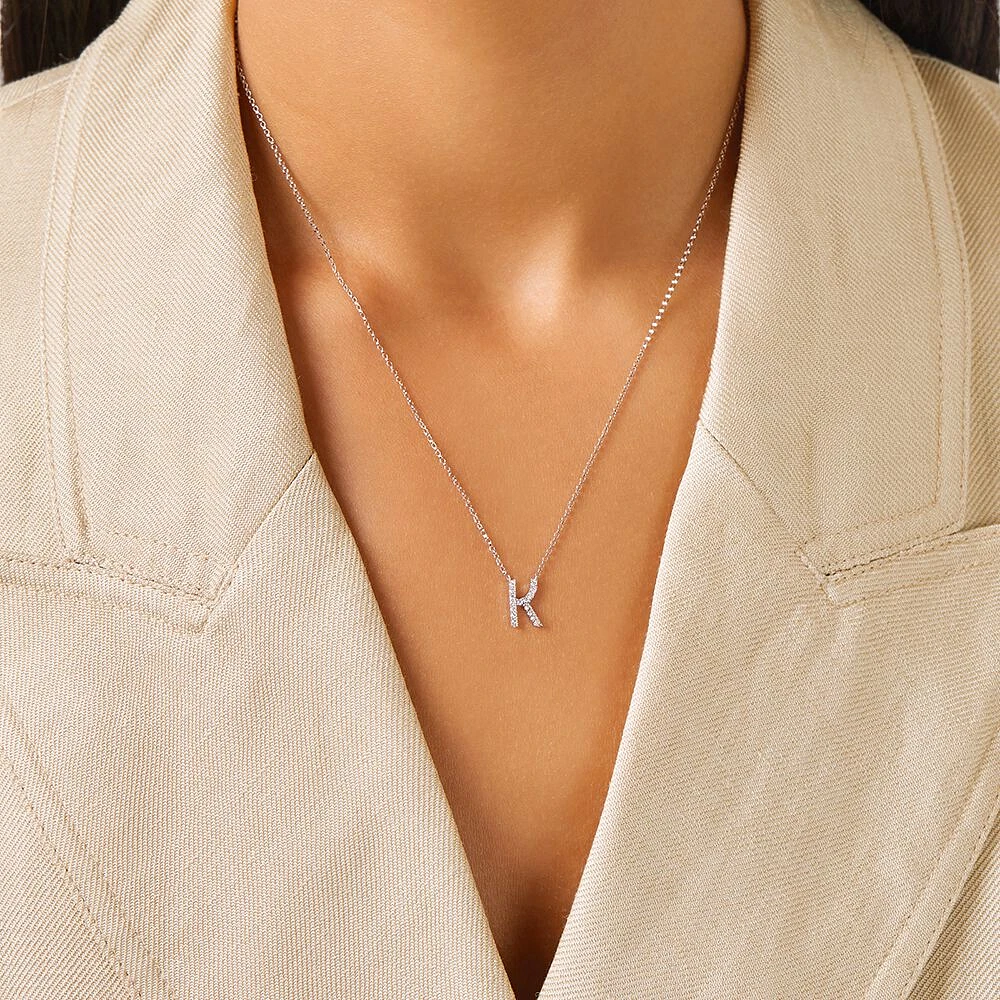 A' Initial necklace with 0.10 Carat TW of Diamonds in 10kt White Gold
