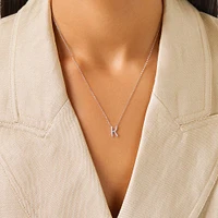 A' Initial necklace with 0.10 Carat TW of Diamonds in 10kt White Gold