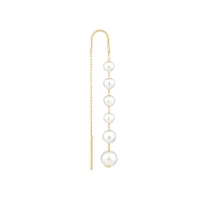 Threader Earrings with Cultured Freshwater Pearls in 10kt Yellow Gold