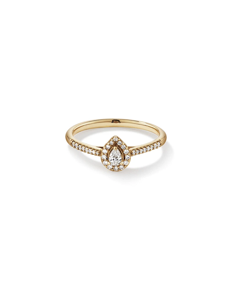 Pear Engagement Ring with .20TW of Diamonds in 10k Yellow Gold