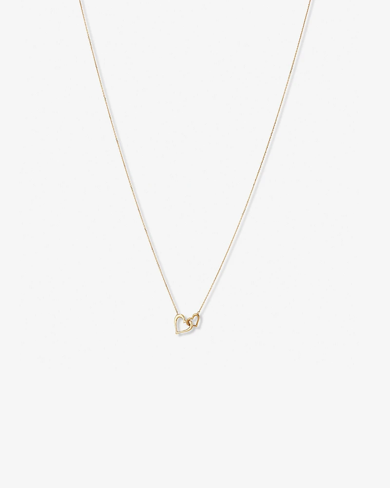 Double Open Heart Necklace in 10kt Yellow Gold