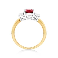 Ruby Ring with .40TW of Diamonds in 14kt Yellow and White Gold