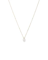 Cultured Freshwater Pearl and Diamond Pendant in 10kt Yellow Gold