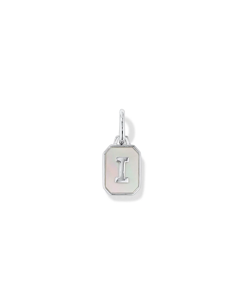 Letter F Mother of Pearl Initial Pendant in Sterling Silver