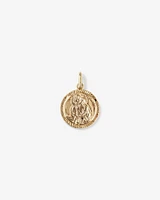 Round St Christopher Pendant in Sterling Silver and 10kt Yellow Gold