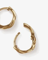 10mm Twist Croissant Huggie Hoop Earrings in 10kt Yellow Gold