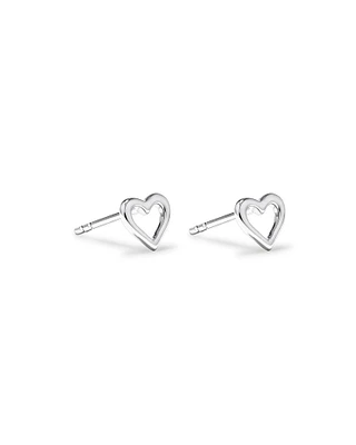 Open Heart Stud Earrings in Sterling Silver