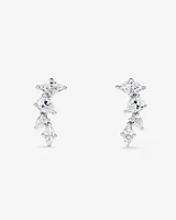 Cubic Zirconia Vine Stud Earrings in Sterling Silver