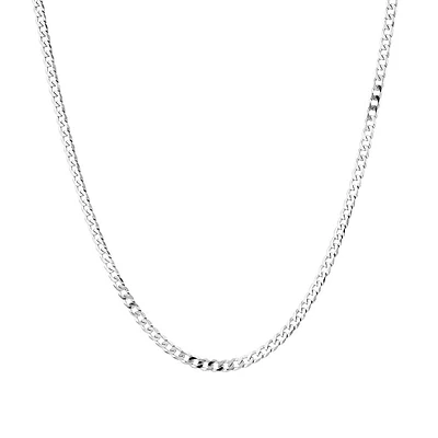 3.55mm Wide Solid Flat Curb Chain in 10kt White Gold