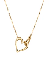 Double Open Heart Necklace in 10kt Yellow Gold