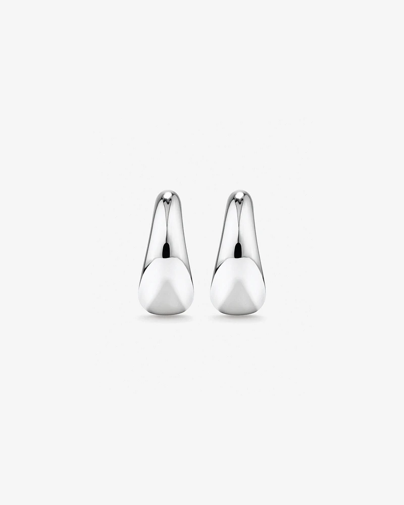 Tapered Dome Huggie Earrings in Sterling Silver