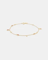 Pink Tourmaline and Diamond Station Bracelet in 10kt Yellow Gold