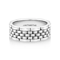 Men's Link Pattern Textured Ring in Sterling Silver