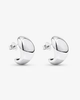 Polished Half Hoop Dome Stud Earrings in Sterling Silver