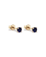 Round Blue Created Sapphire Birthstone Stud Earrings in 10kt Yellow Gold