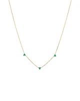 Emerald Trio Station Necklace in 10kt Yellow Gold