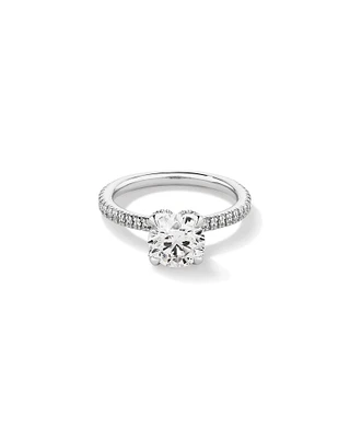 2.00 Carat TW Round Brilliant Laboratory-Grown Diamond Solitaire Side Accent Engagement Ring in 14kt White Gold