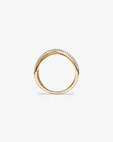 Crossover Ring with Diamonds in 10kt Yellow Gold