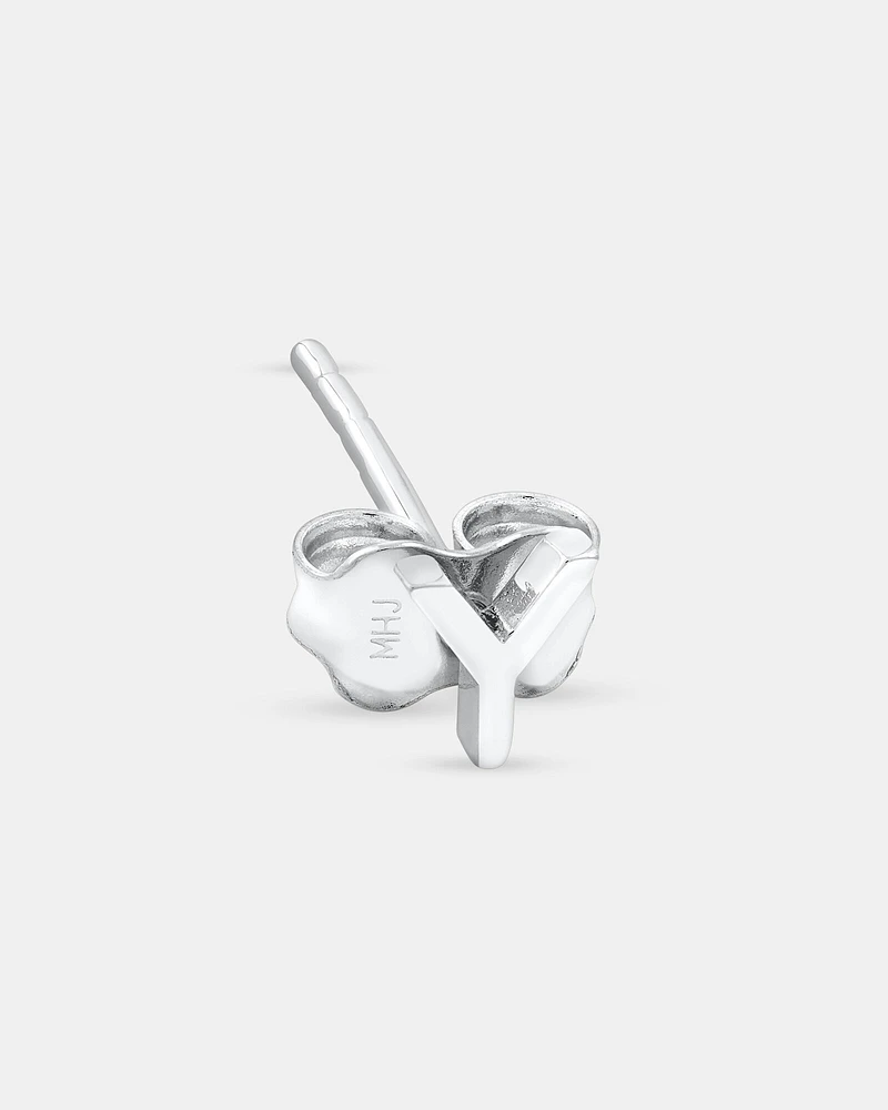 E Initial Single Stud Earring in Sterling Silver