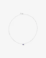 Collier Pendentif Halo Avec Pierre Précieuse Tanzanite Bleue Taille Ovale Et 0,08 Carat Pt De Diamants En Or Blanc 10 Ct