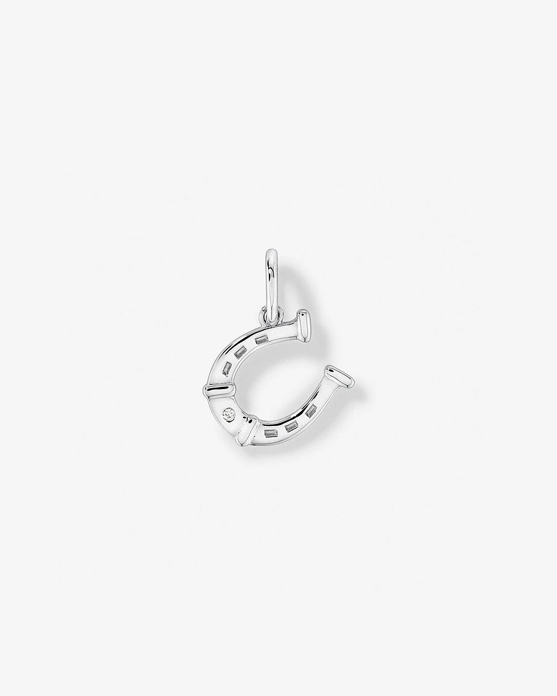 Diamond Accent Horseshoe Pendant in Sterling Silver