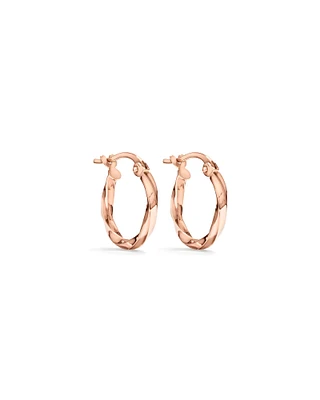 10mm Square Twist Hoop Earrings in 10kt Yellow Gold