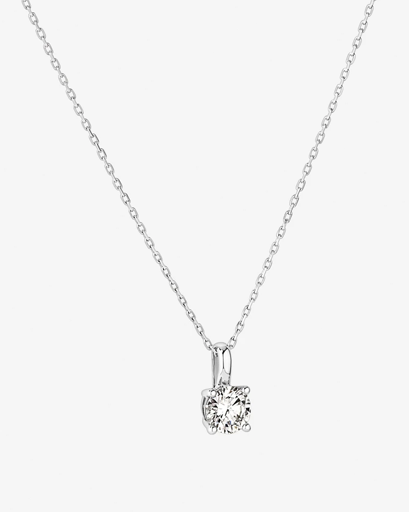 0.38 Carat TW Laboratory-Grown Diamond Solitaire Pendant Necklace in 10kt White Gold