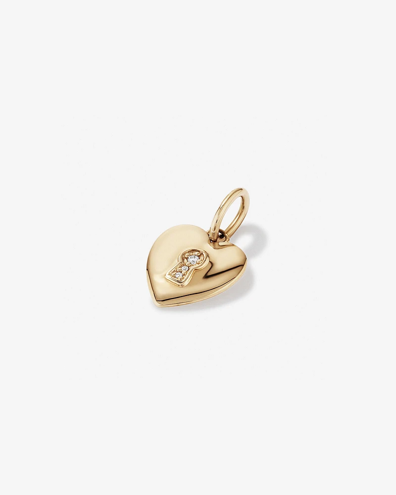 Pendentif cadenas cœur d'amour avec accent diamant en or jaune 10 carats