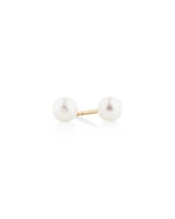 Stud Earrings with 4mm Round Cultured Freshwater Pearl in 10kt Yellow Gold